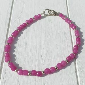 Gold Filled & Pink Dyed Quartz Beaded Bracelet